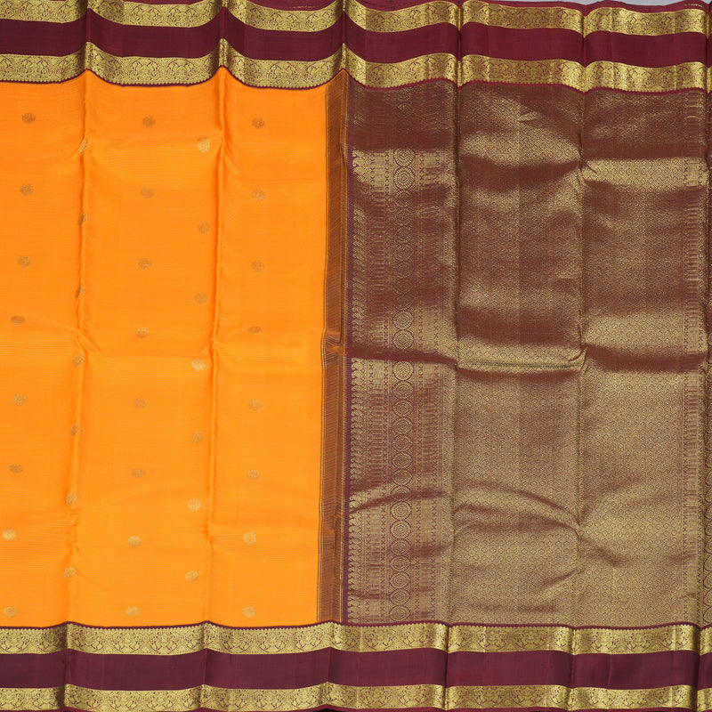 Hayagrivas Orange Handloom Kanjivaram Silk Saree with Wine Maroon Border BBD1060K6-1