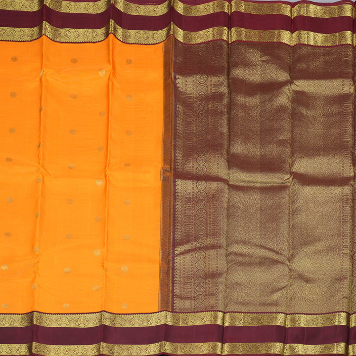 Hayagrivas Orange Handloom Kanjivaram Silk Saree with Wine Maroon Border BBD1060K6-1