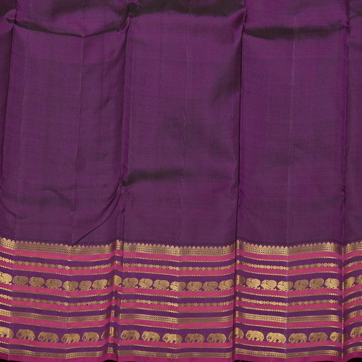 Hayagrivas Fluorescent Green Handloom Kanjivaram Silk Saree with Purple Border BBD1064K7-1