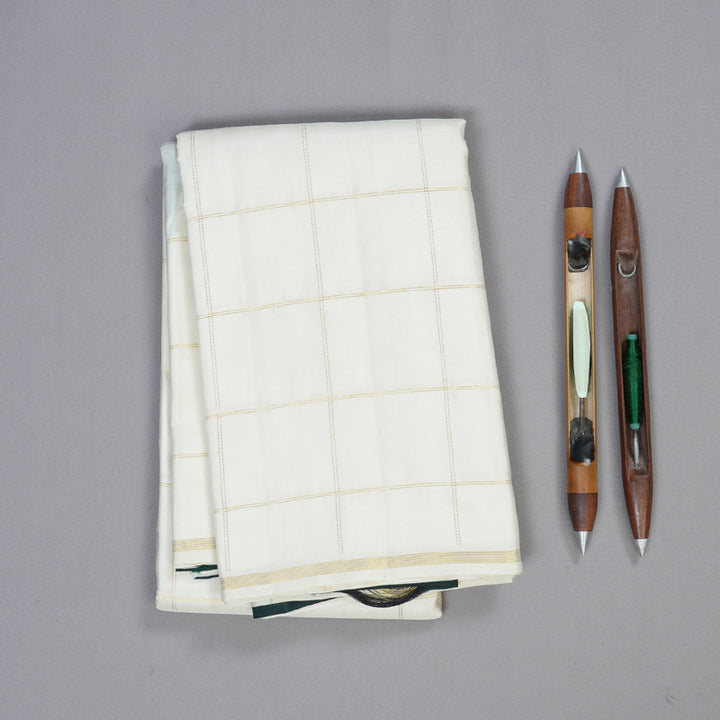Hayagrivas Half White Handloom Kanjivaram Silk Saree BBD1067K1-5