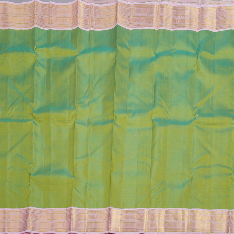 Hayagrivas Fluorescent Green Handloom Kanjivaram Silk Saree with Baby Pink Border BBD1068K3-1