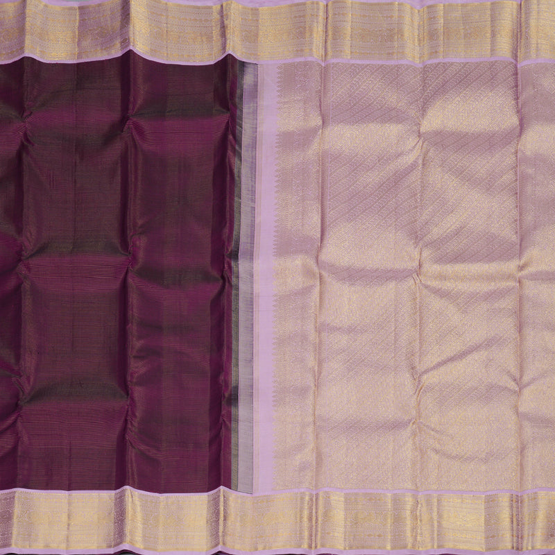 Hayagrivas Dark Purple Handloom Kanjivaram Silk Saree with Lilac Color Border BBD1068K3-2