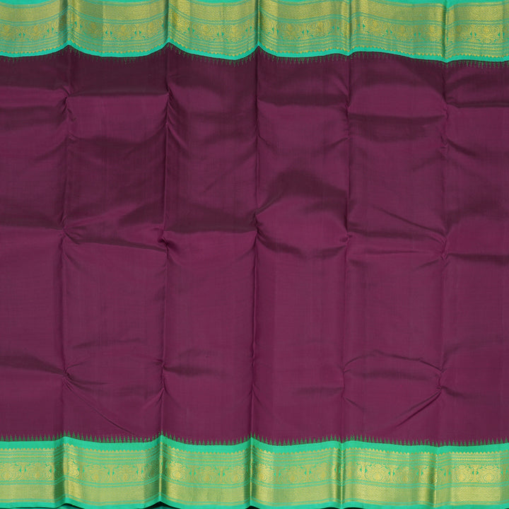 Hayagrivas Handloom Purple Kanjivaram Silk Saree with Parrot Green border BBD1068K5-1
