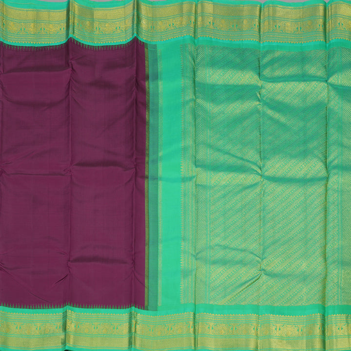 Hayagrivas Handloom Purple Kanjivaram Silk Saree with Parrot Green border BBD1068K5-1