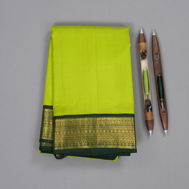 Hayagrivas Parrot Green Handloom Kanjivaram Silk Saree with Bottle Green Border BBD1069K7-1