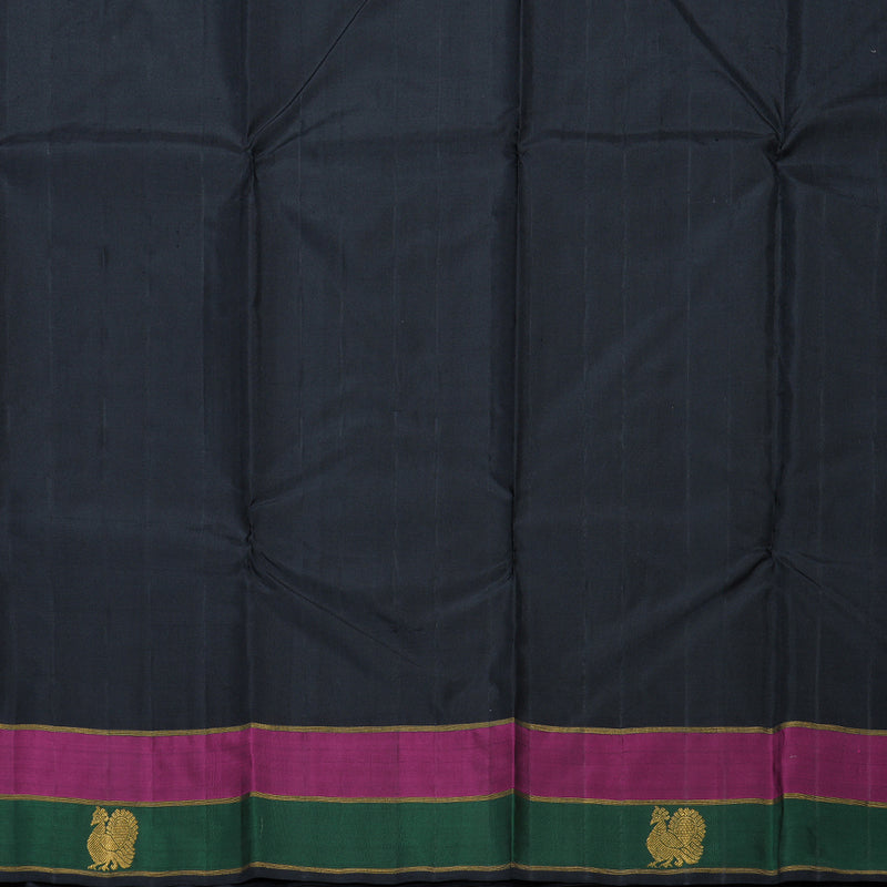Hayagrivas Grey Handloom Kanjivaram Silk Saree with Purple With Bottle Green Border KBD1800B3-3