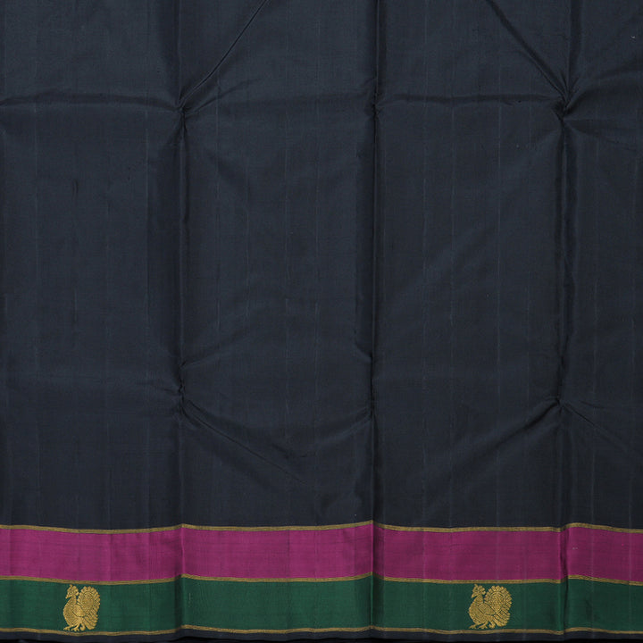 Hayagrivas Grey Handloom Kanjivaram Silk Saree with Purple With Bottle Green Border KBD1800B3-3