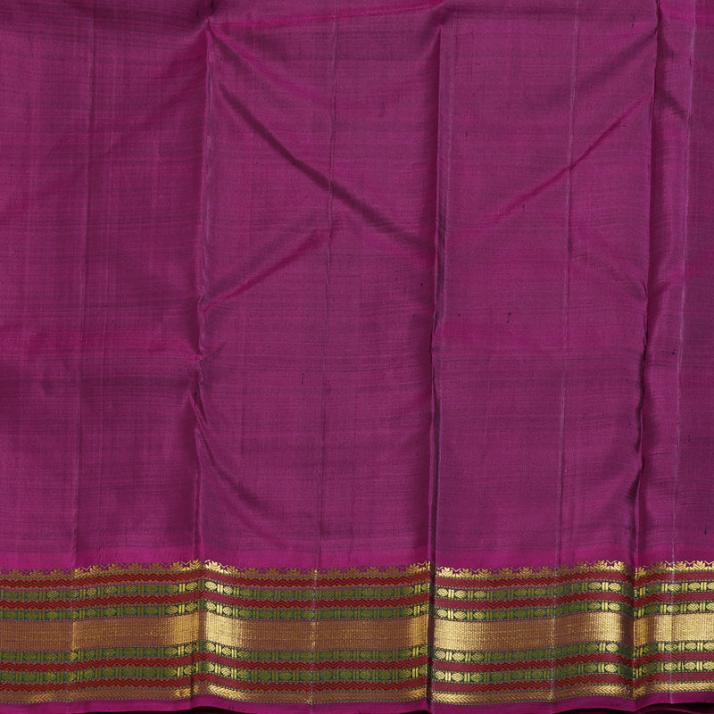 Hayagrivas Bottle Green Handloom Kanjivaram Silk Saree with Purple Border BBD1070K6-1
