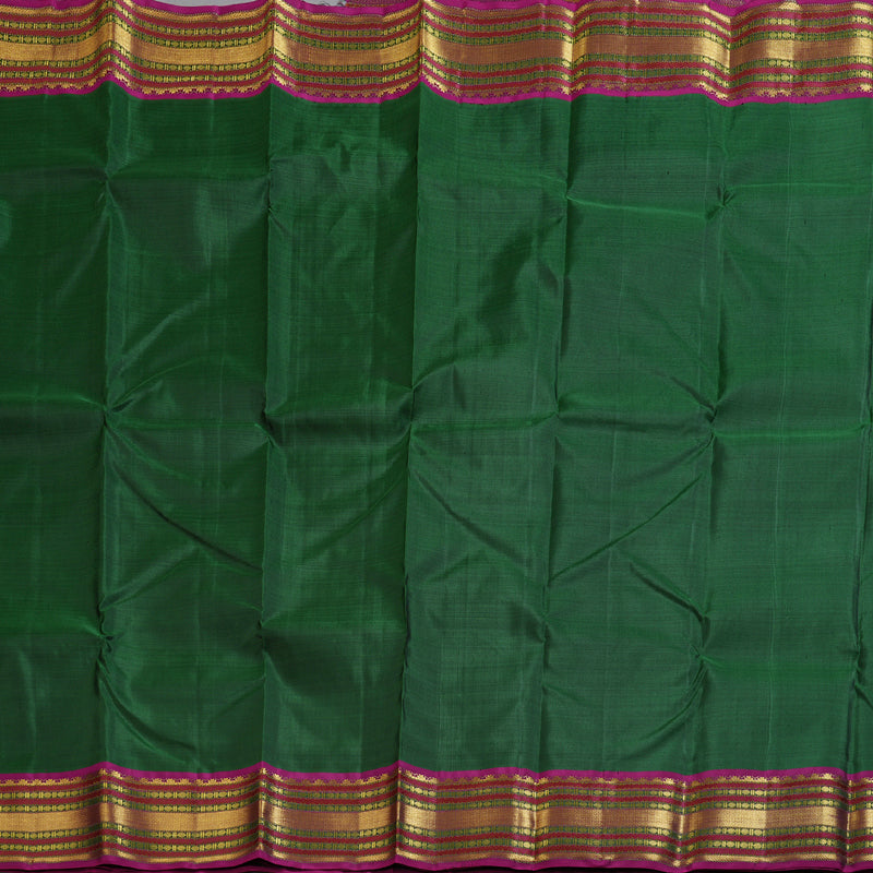 Hayagrivas Bottle Green Handloom Kanjivaram Silk Saree with Purple Border BBD1070K6-1