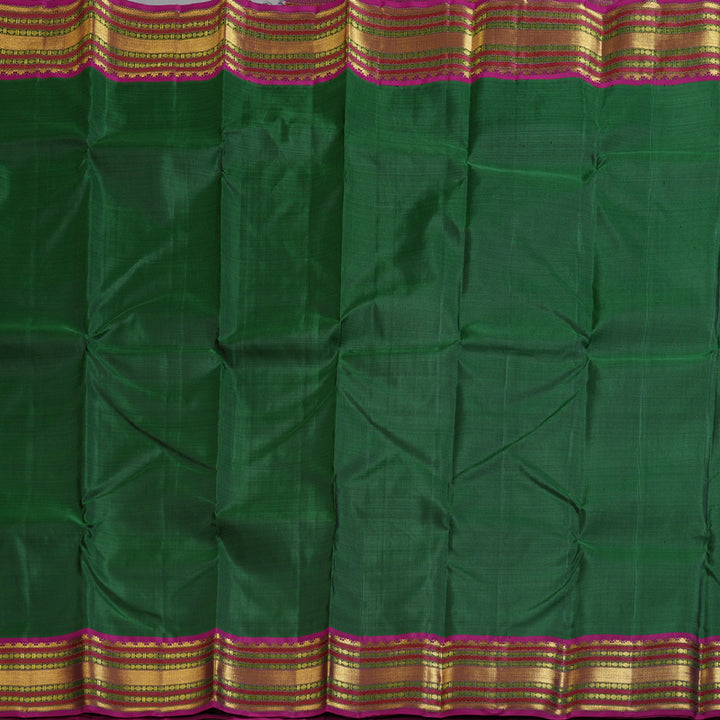 Hayagrivas Bottle Green Handloom Kanjivaram Silk Saree with Purple Border BBD1070K6-1