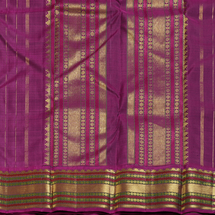 Hayagrivas Bottle Green Handloom Kanjivaram Silk Saree with Purple Border BBD1070K6-1