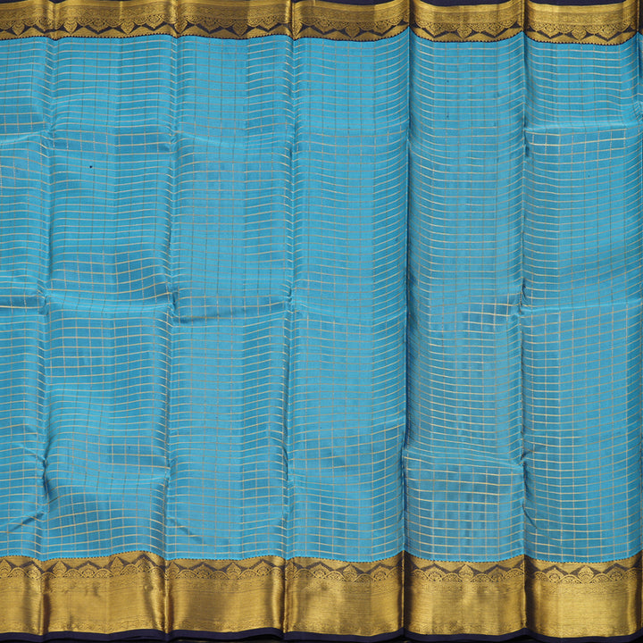 Hayagrivas Powder Blue Handloom Kanjivaram Silk Saree with Dark Blue Border BBD1073K2-1