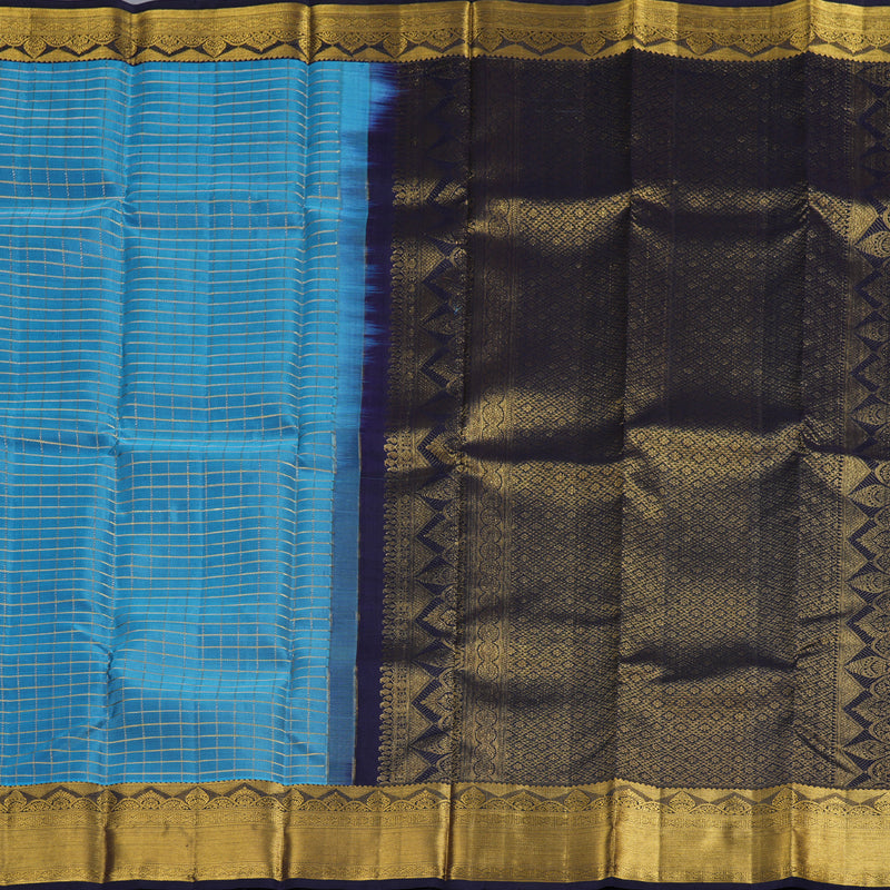 Hayagrivas Powder Blue Handloom Kanjivaram Silk Saree with Dark Blue Border BBD1073K2-1