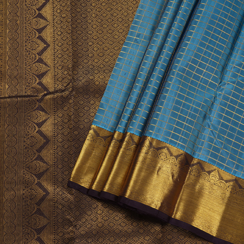 Hayagrivas Powder Blue Handloom Kanjivaram Silk Saree with Dark Blue Border BBD1073K2-1