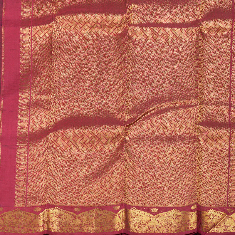 Hayagrivas Luxe Bottle Green Handloom Kanjivaram Silk Saree with Maroon & Yellow Border BBD1075K10-1