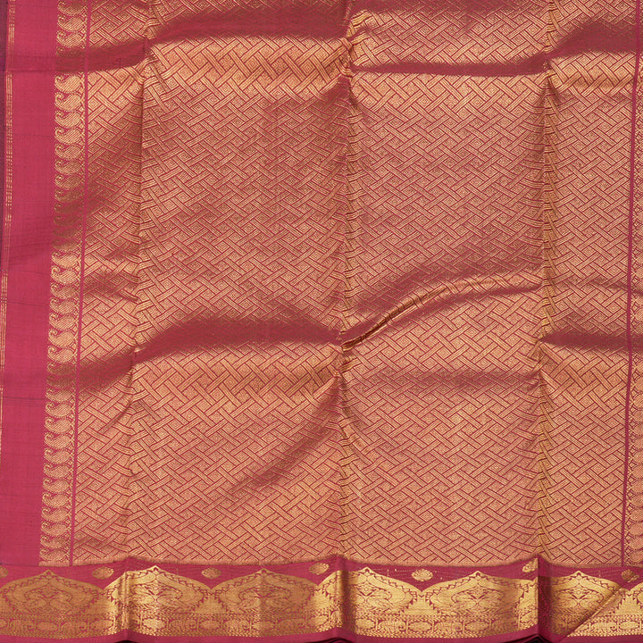 Hayagrivas Luxe Bottle Green Handloom Kanjivaram Silk Saree with Maroon & Yellow Border BBD1075K10-1