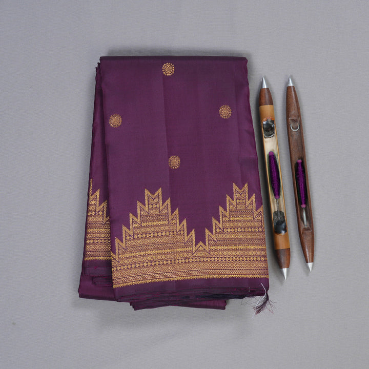 Hayagrivas Dark Purple Handloom Kanjivaram Silk Saree BBD1075K10-2