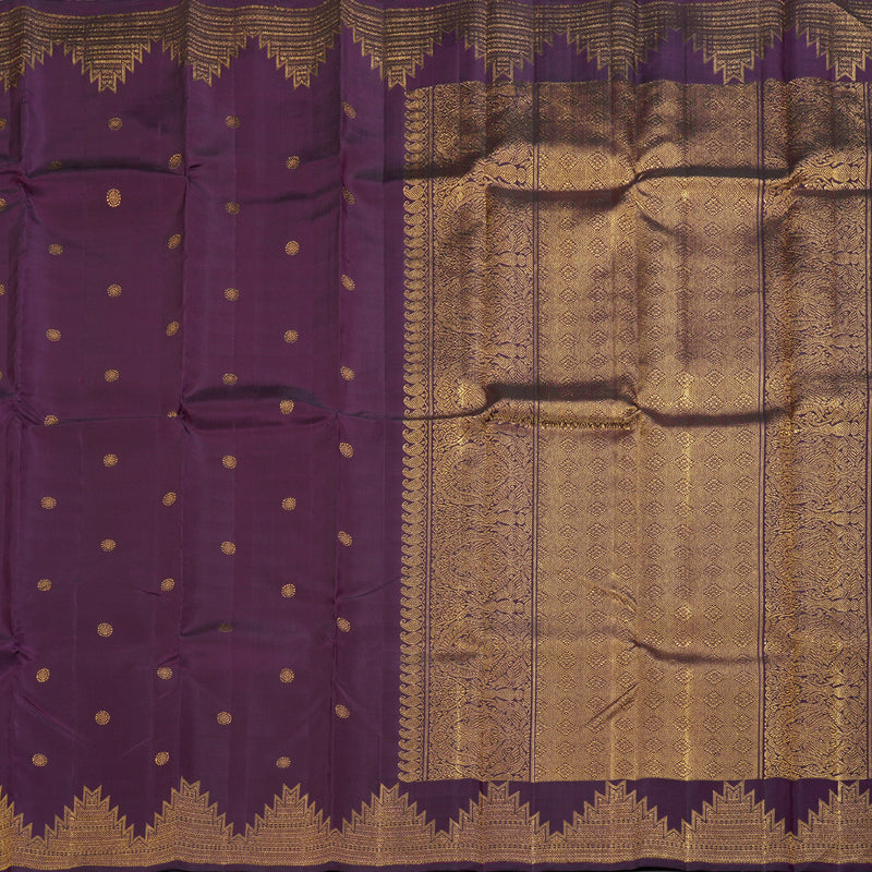 Hayagrivas Dark Purple Handloom Kanjivaram Silk Saree BBD1075K10-2