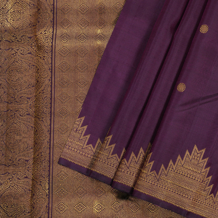Hayagrivas Dark Purple Handloom Kanjivaram Silk Saree BBD1075K10-2
