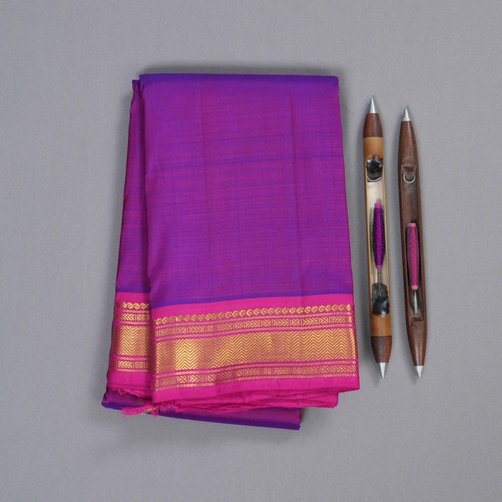 Hayagrivas Purple Handloom Kanjivaram Silk Saree with Pink Border BBD1075K2-1