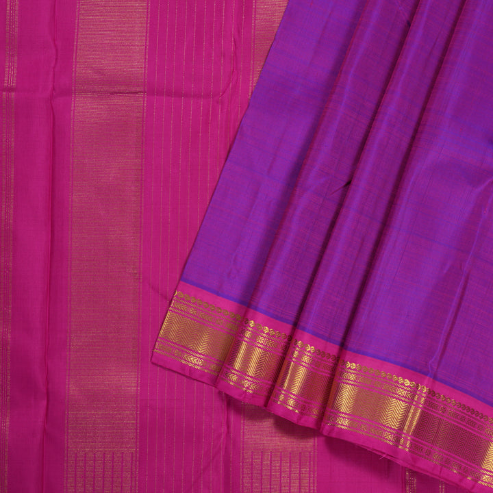 Hayagrivas Purple Handloom Kanjivaram Silk Saree with Pink Border BBD1075K2-1