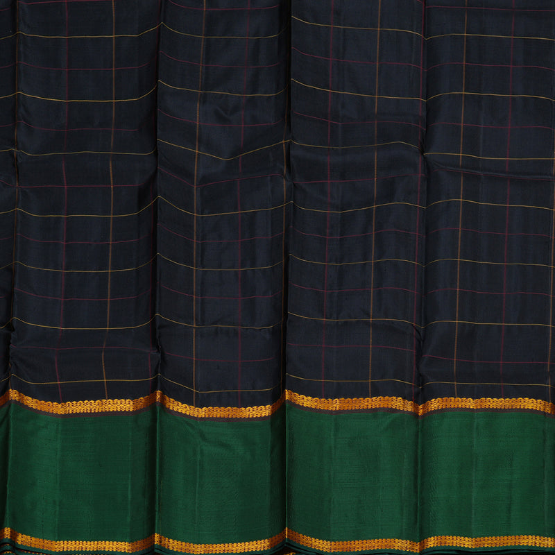 Hayagrivas Black Handloom Kanjivaram Silk Saree with Bottle Green Border BBD1075K3-1