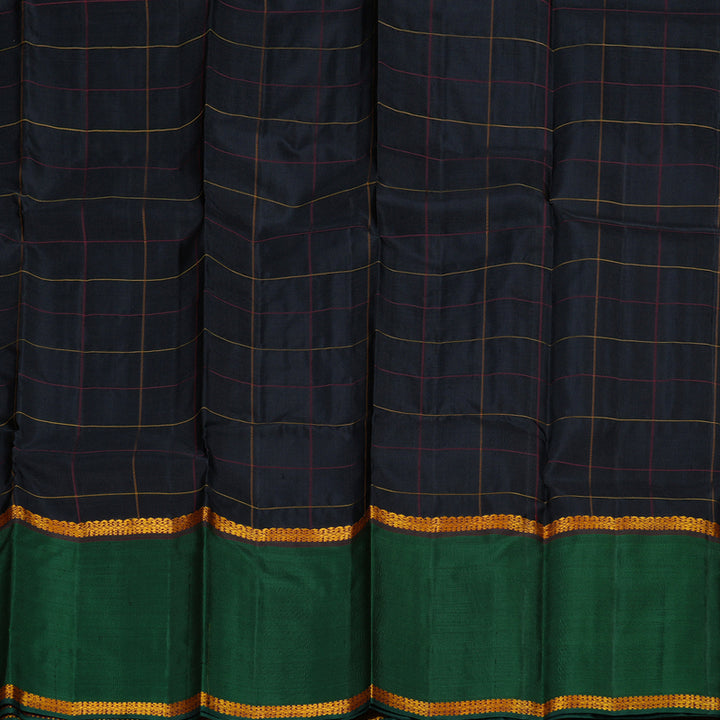 Hayagrivas Black Handloom Kanjivaram Silk Saree with Bottle Green Border BBD1075K3-1