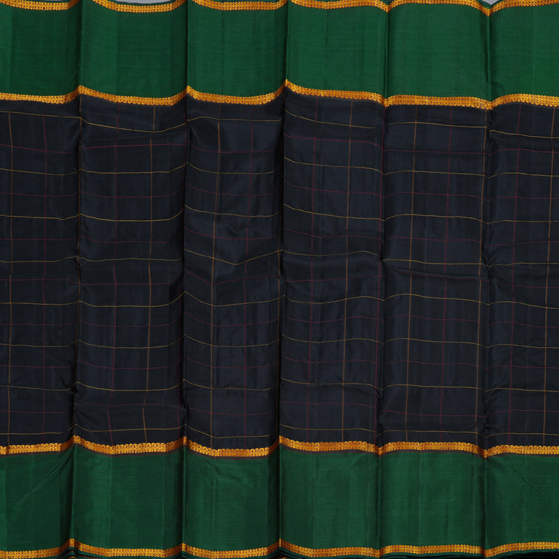 Hayagrivas Black Handloom Kanjivaram Silk Saree with Bottle Green Border BBD1075K3-1