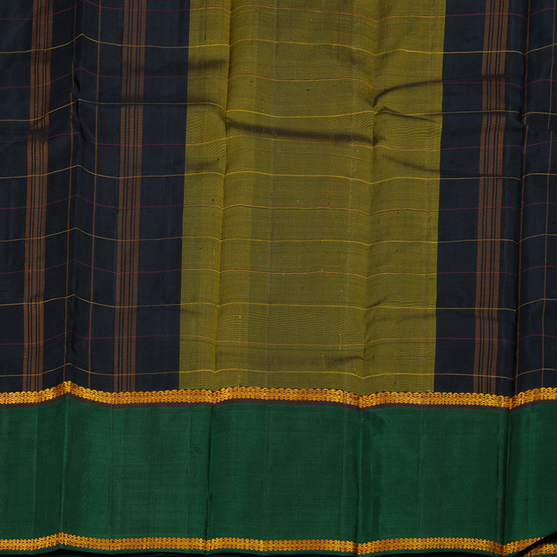 Hayagrivas Black Handloom Kanjivaram Silk Saree with Bottle Green Border BBD1075K3-1