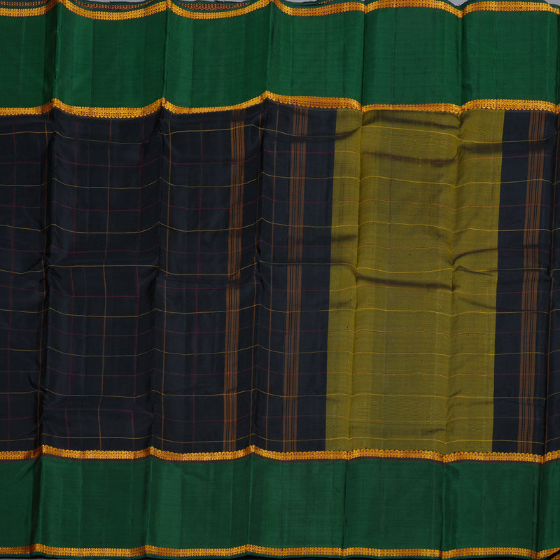 Hayagrivas Black Handloom Kanjivaram Silk Saree with Bottle Green Border BBD1075K3-1