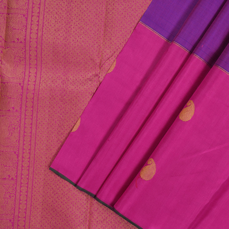 Hayagrivas Handloom Purple Kanjivaram Silk Saree with Ganga Jamuna BBD1075K3-3