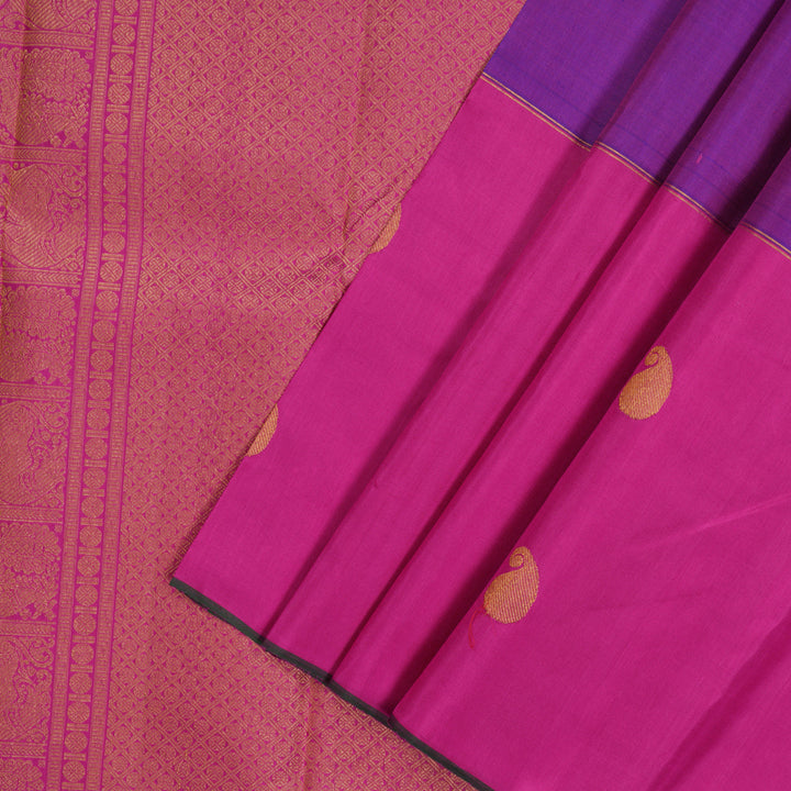 Hayagrivas Handloom Purple Kanjivaram Silk Saree with Ganga Jamuna BBD1075K3-3