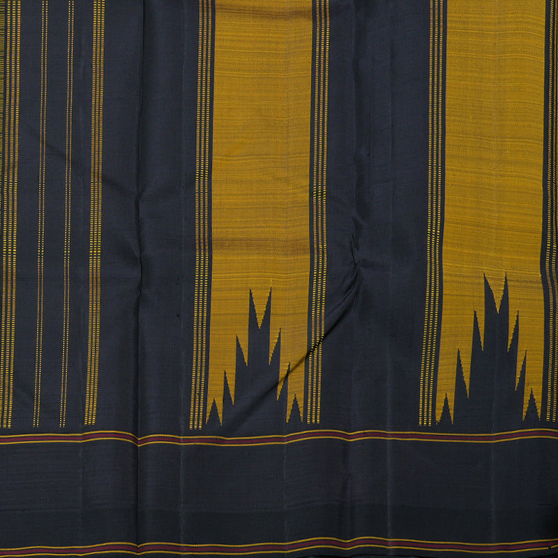 Hayagrivas Yellow Handloom Kanjivaram Silk Saree with Black Border BBD1075K6-2