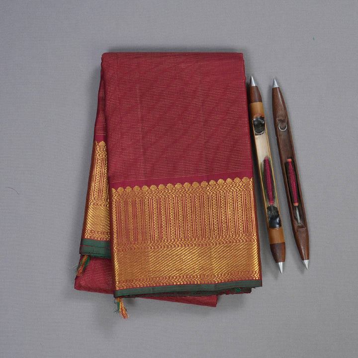 Hayagrivas Maroon Handloom Kanjivaram Silk Saree BBD1078K1-3