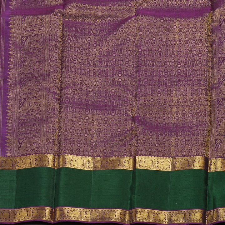 Hayagrivas Wine Maroon Handloom Kanjivaram Silk Saree with Bottle Green Border BBD1082K7-1