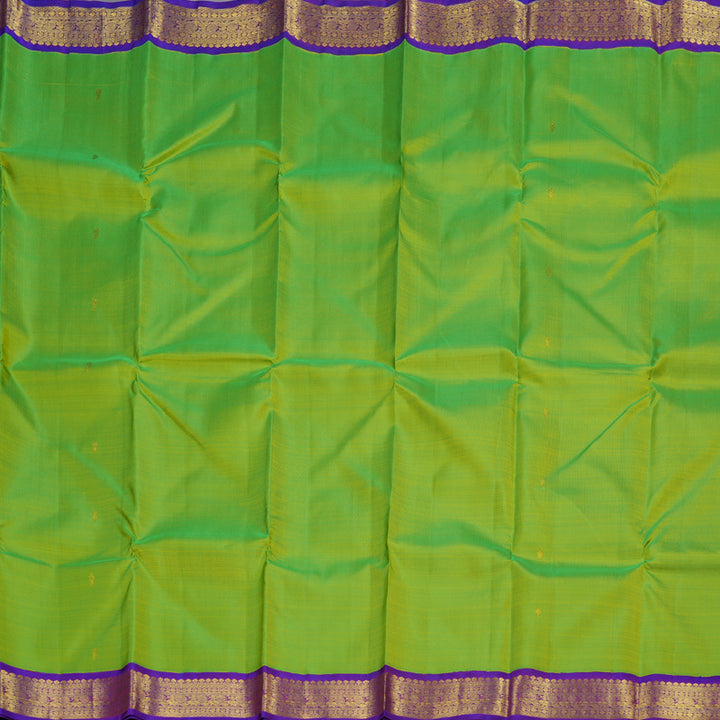 Hayagrivas Fluorescent Green Handloom Kanjivaram Silk Saree with Purple Border BBD1084K3-1