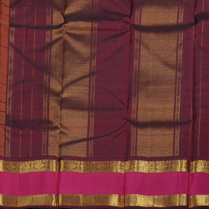 Hayagrivas Mustard Yellow Handloom Kanjivaram Silk Saree with Pink Border BBD1084K4-1