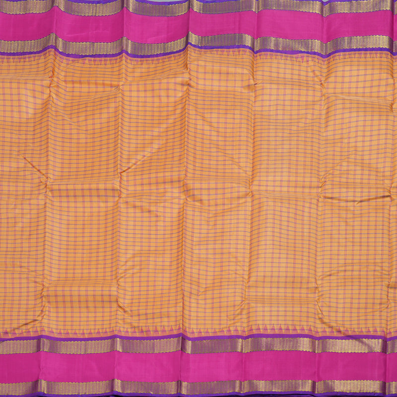 Hayagrivas Peach Orange Handloom Retta Pet Kanjivaram Silk Saree with Pink Border BBD1084K5-1