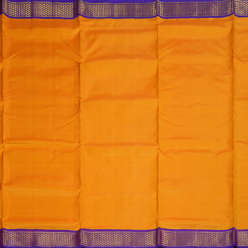 Hayagrivas Mango Yellow Handloom Kanjivaram Ten Yards Silk Saree with Purple Border BBD1084K7-1