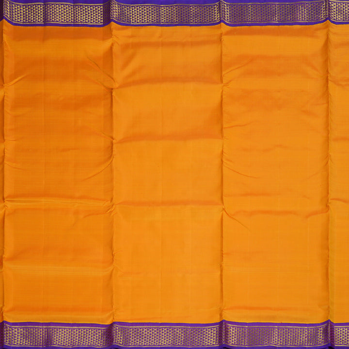 Hayagrivas Mango Yellow Handloom Kanjivaram Ten Yards Silk Saree with Purple Border BBD1084K7-1