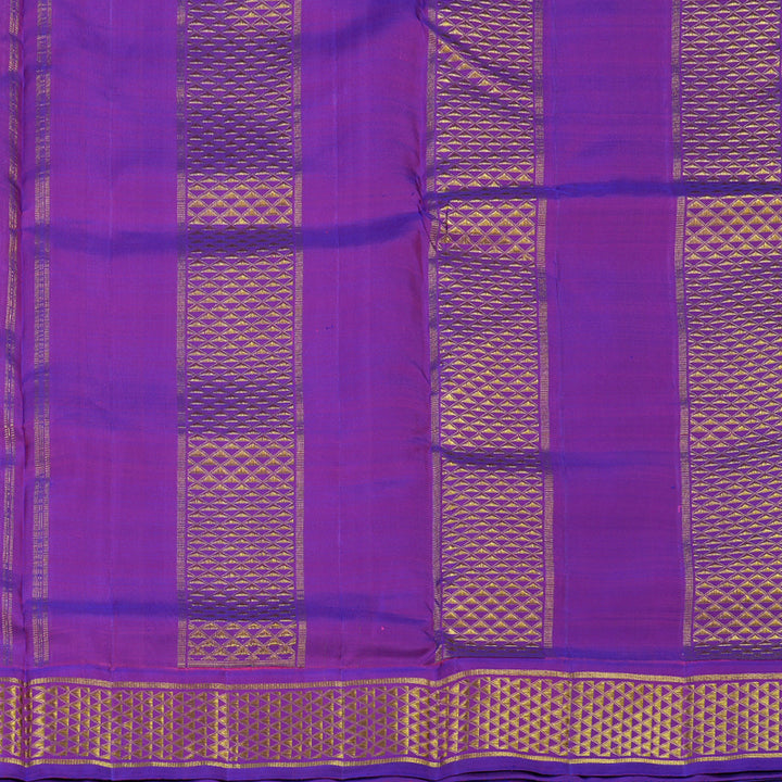 Hayagrivas Mango Yellow Handloom Kanjivaram Ten Yards Silk Saree with Purple Border BBD1084K7-1