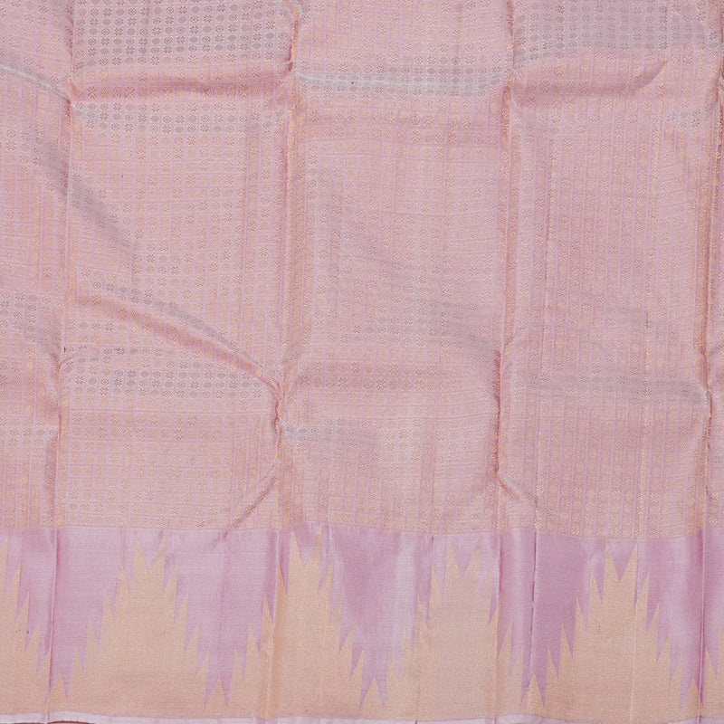 Hayagrivas Half White Handloom Kanjivaram Silk Saree with Green And Pink Border BBD1087K1-5