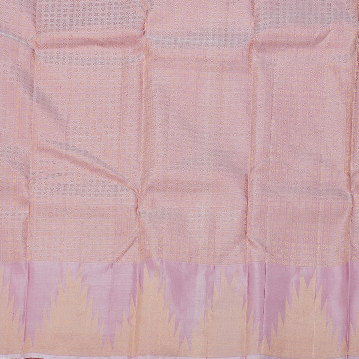 Hayagrivas Half White Handloom Kanjivaram Silk Saree with Green And Pink Border BBD1087K1-5