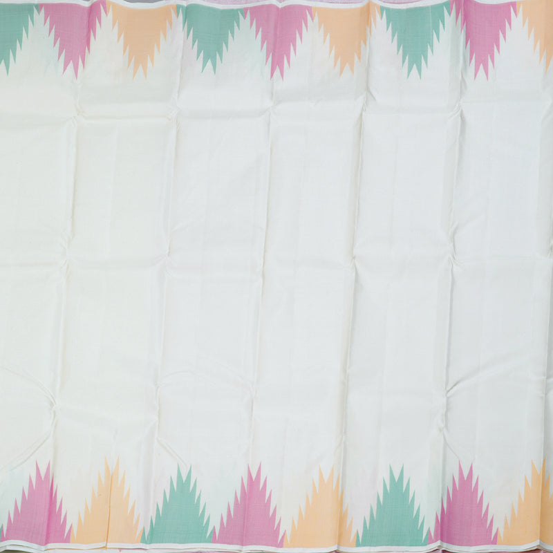 Hayagrivas Half White Handloom Kanjivaram Silk Saree with Green And Pink Border BBD1087K1-5