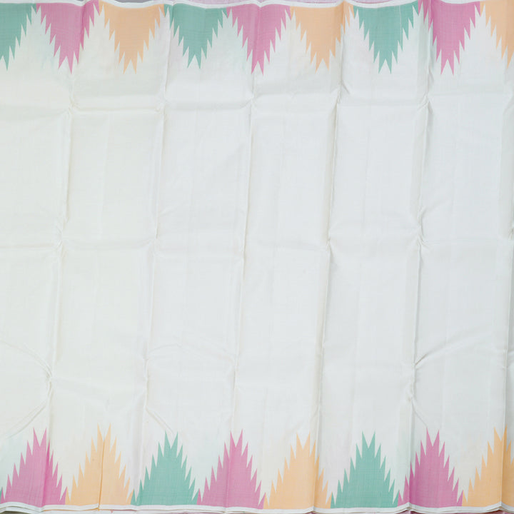 Hayagrivas Half White Handloom Kanjivaram Silk Saree with Green And Pink Border BBD1087K1-5