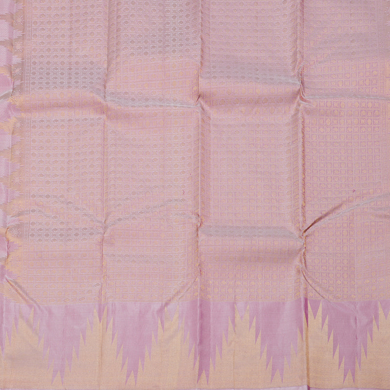 Hayagrivas Half White Handloom Kanjivaram Silk Saree with Green And Pink Border BBD1087K1-5