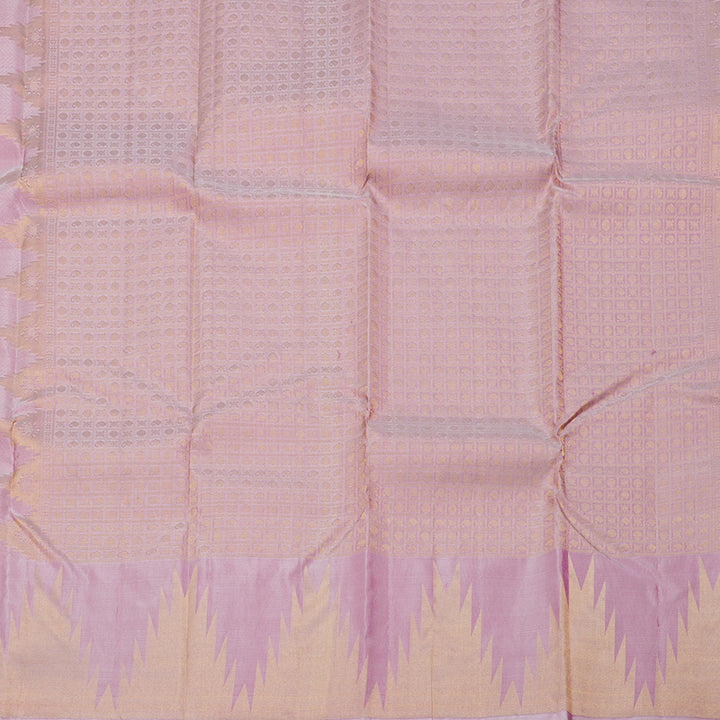 Hayagrivas Half White Handloom Kanjivaram Silk Saree with Green And Pink Border BBD1087K1-5