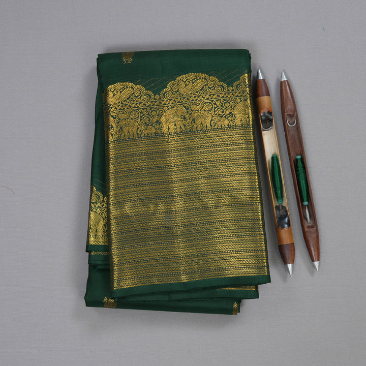 Hayagrivas Bottle Green Handloom Kanjivaram Silk Saree BBD1087K9-1