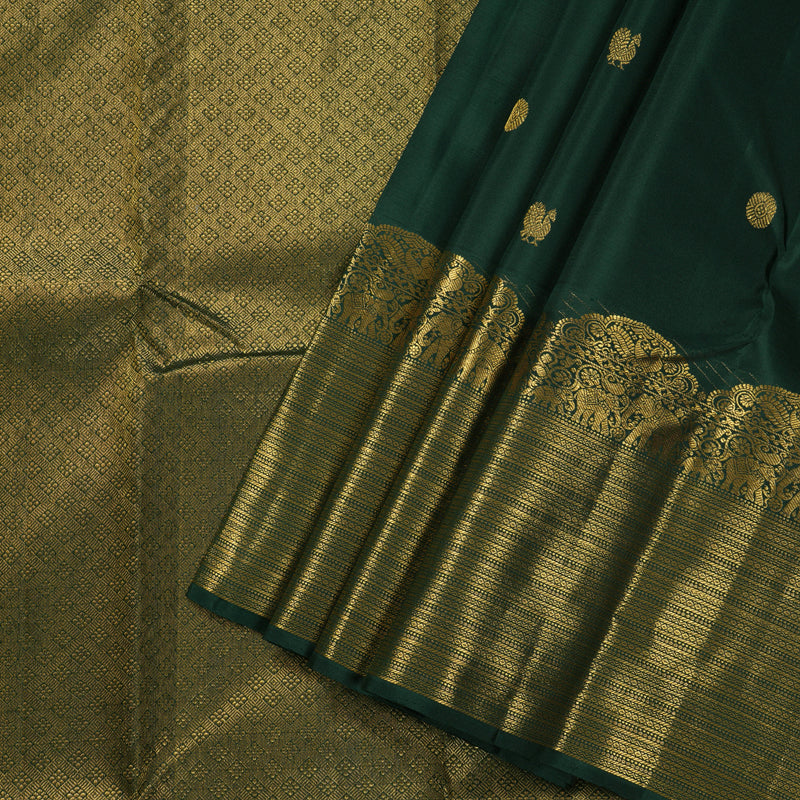 Hayagrivas Bottle Green Handloom Kanjivaram Silk Saree BBD1087K9-1