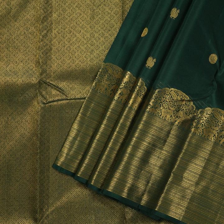 Hayagrivas Bottle Green Handloom Kanjivaram Silk Saree BBD1087K9-1